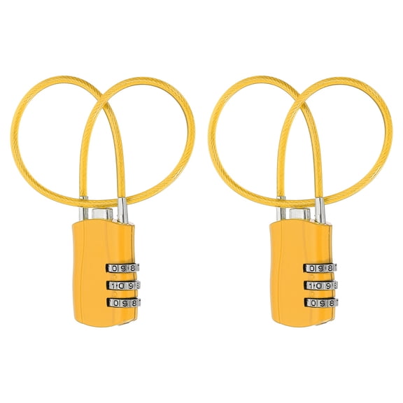 Uxcell Luggage Travel Lock, Digit Cable Combination Lock Width Body with Long Cable Yellow 12"