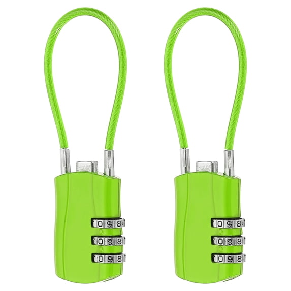 Uxcell Luggage Travel Lock, Digit Cable Combination Lock Width Body with Long Cable Green 5"