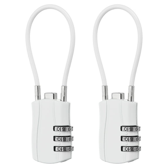 Uxcell Luggage Travel Lock, Digit Cable Combination Lock Width Body with Long Cable White 5"