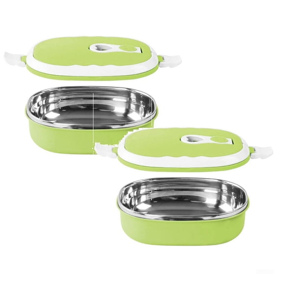 2 Pcs Lunch Box Containers, Portable Rectangular Lunch Box, Stainless Steel Insulated Food Storage Container for Outdoor Camping Picnic
