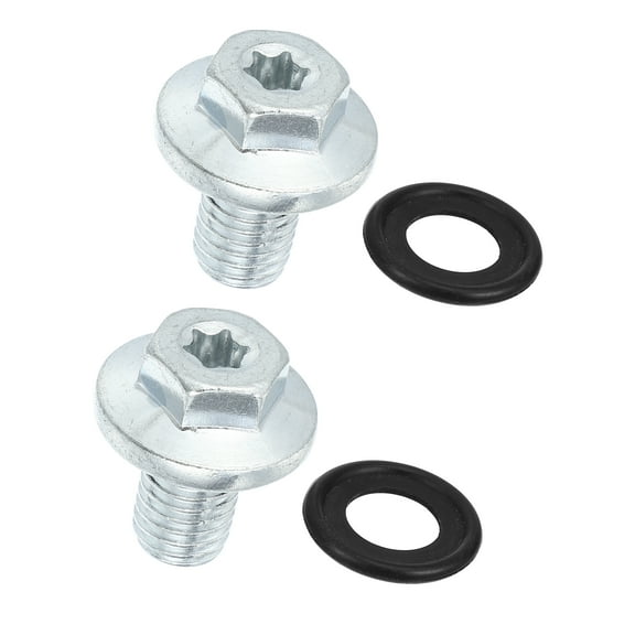 2 Pcs M12x1.75 Steel Engine Oil Drain Plug Screw for Chevrolet Silverado 1500 2500 3500 HD Silver Tone