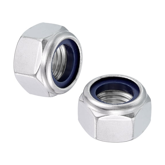 2 Pcs M20x2.5mm Lock Nuts, 304 Stainless Steel Nylon Insert Self-Locking Nut