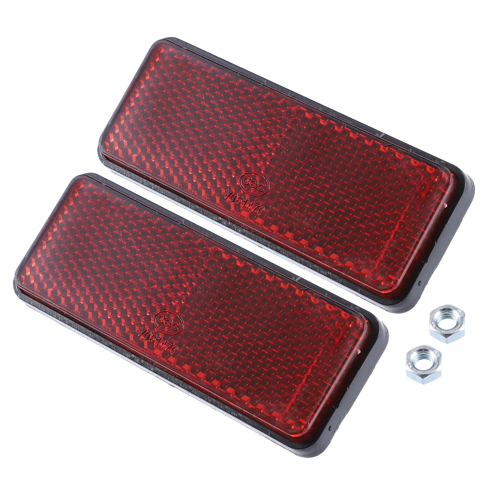 2 Pcs M6x1.0 Red Plastic Universal Rectangular Screw Mount Reflective ...