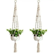 2 Pcs Macrame Plant Hanger,ZOUYUE Indoor Outdoor Hanging Planter Shelf ,Decorative Flower Pot Holder,Hanging Baskets for Plant, Boho Bohemian Home Decor, in Box, for Succulents, Cacti, Herbs
