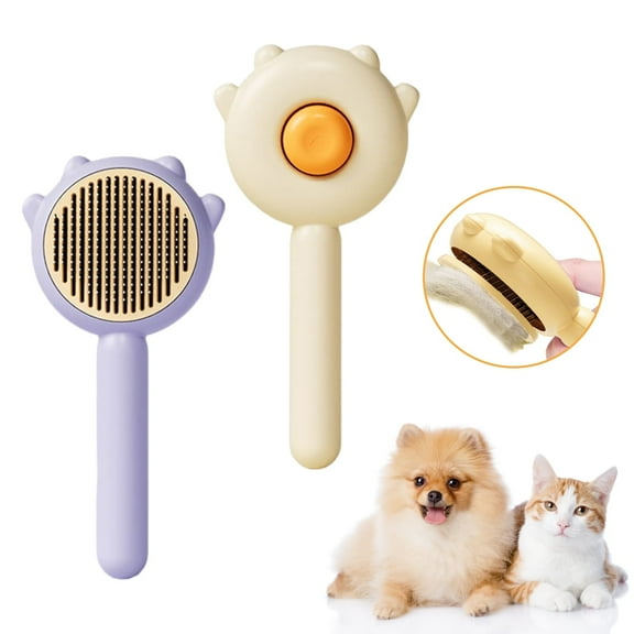 2 Pcs Magic Pet Comb, Sunflower Pet Hair Cleaner Brush, Cat Grooming Brushes Dog Massage Comb for Long Short Hair Cats and Dogs (Yello + Purple)