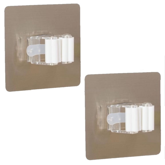 2 Pcs Magik Self-Adhesive Broom Mop Holder Reusable Rack Wall Suction Clip Hooks