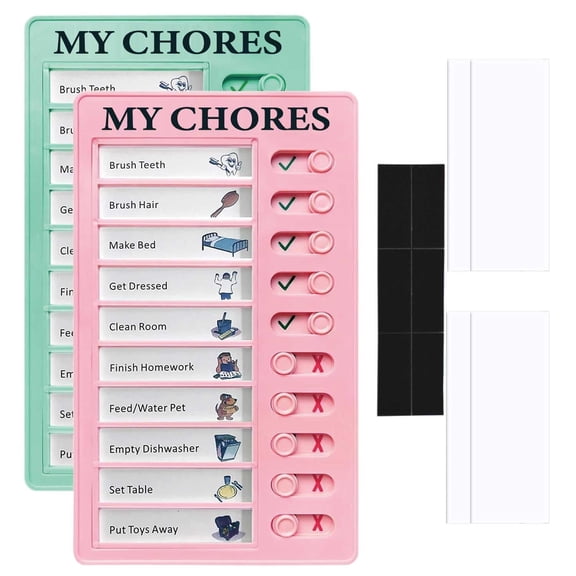 2 Pcs Magnetic Chore Chart for Kids & Adults with Replacement Papers & Stickers