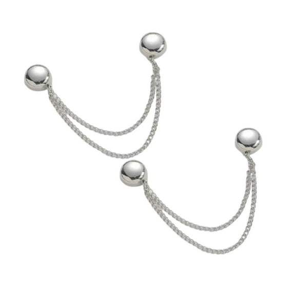 2 Pcs Magnetic Clothing Clips with Chain, Multi-Function Magnet Button Pins, Metal Buttons Clips for Fixing Hem of Clothes Long Pants Legs Sleeves of Shirts