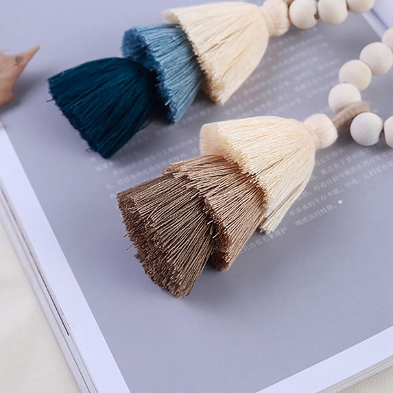 2 Pcs Magnetic Curtain Tiebacks, Curtain Tie Backs for Curtains 6 Pack, Wood Bead Curtain Tiebacks, Curtain Holders for Boho Bedroom Decor, Baby Nursery Decor, Farmhouse Decor
