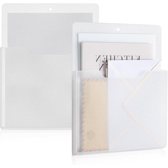 2 Pcs Magnetic File Folder Wall Hanging Holder Large Pocket Paper Magazine Mail Organizer for Refrigerator Classroom Locker Whiteboard(Vertical,Clear Color,12.2 x 9.4 Inches)