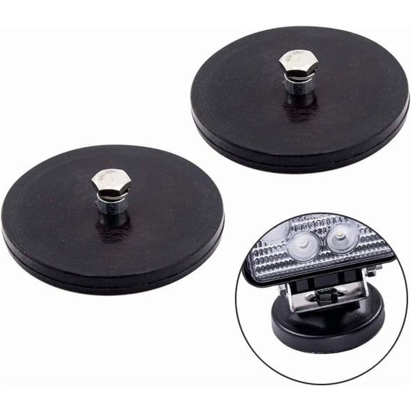 2 Pcs Magnetic Light Bar Mount, Magnetic Work Light Base, Powerful Magnet Mounting Brackets Holder with Rubber Pad for Off-Road Driving Lamp, Curved LED Light Bar, Emergency Light