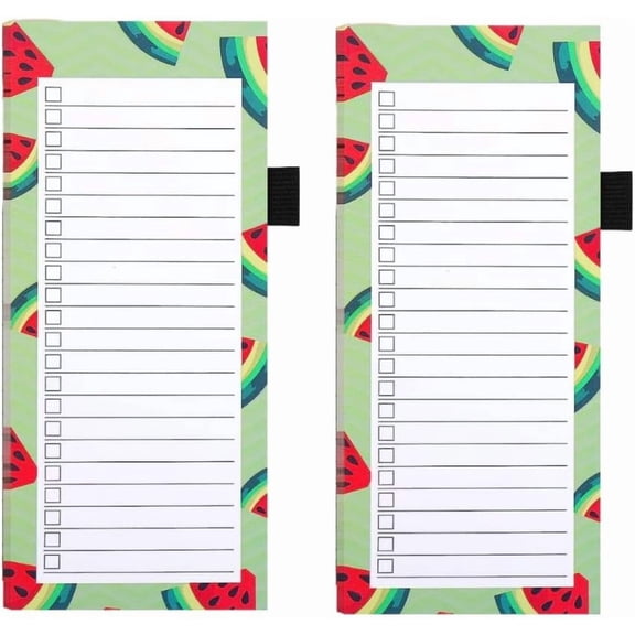 2 Pcs Magnetic Shopping List Pad for Fridge, 100 Sheets Tearable Pen Clip Style Notepadfor Shopping, to Do, Meal Plans (Water Melon)