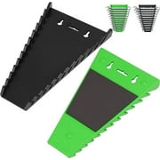 2 Pcs Magnetic Wrench Organizer, Jademall 24-Slot Plastic Wrench Holder for Tool Box Drawer Chest , Wrench Rack Holder Trays SAE(1/4" - 1/16") and Metric(6mm-24mm)
