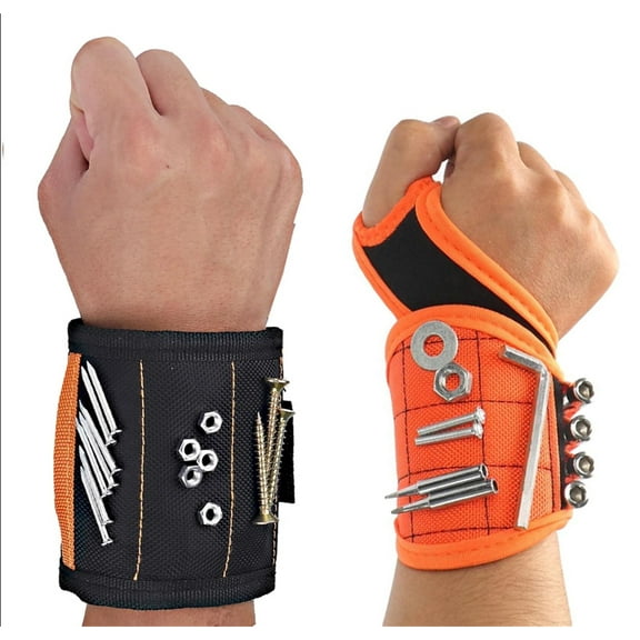 2 Pcs Magnetic Wristband for Holding Screws,Tool Belt Magnetic Wristband with Strong Magnets for Screws, Nails and Drill Bits, Wrist Magnetic Screw Holder for Father, Boyfriend, Handyman, Electrician