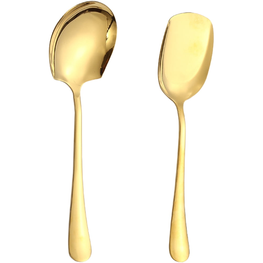 2 Pcs Male Spoon Food Serving Spoons Stainless Steel Rice Utensils ...
