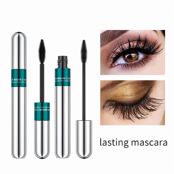 2 Pcs Mascara 2-in-1 Fiber Mascara Eyelash Extension Lengthening Volumizing Waterproof Makeup Tool For Daily Beauty