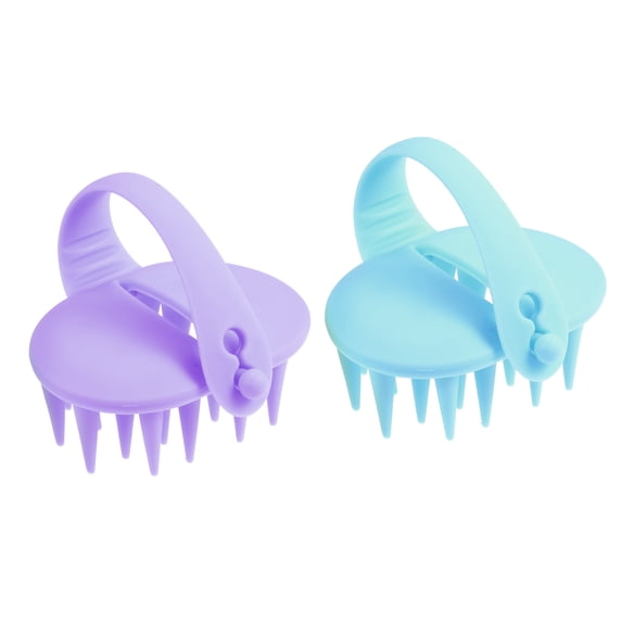2 Pcs Massage Comb Shampoo Brush Scalp Care Products for Hair Growth Light Blue Purple Resin