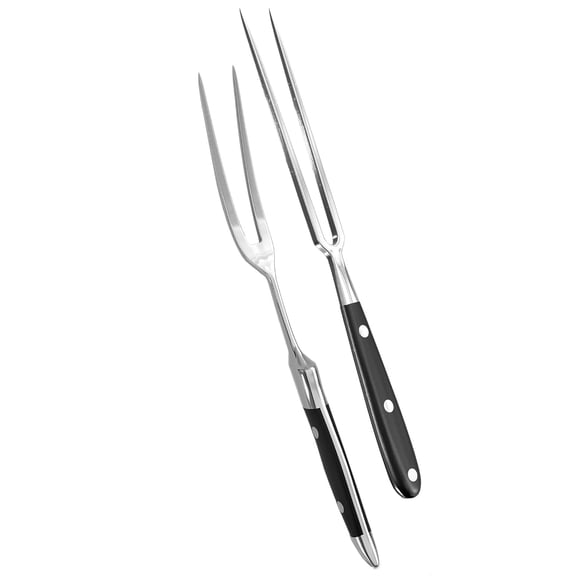 2 Pcs Meat Carving Fork Set, 11.8 In, Stainless Steel, Two-Prong | Meat Forks for Kitchen, Straight and Curved Pongs, Heat-Resistant Handle, Non-Slip Grip, for Grilling, Cooking, and Serving