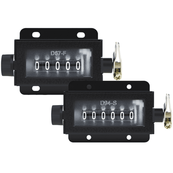 2 Pcs Mechanical Counters Set, 5-Digit & 6-Digit Manual Pull Stroke Clicker, Industrial Counters with Spring, Metal Rod, 200 Times/Min Speed, 2.24 x 1.22 x 1.77 in Plastic Housing for Punch Press