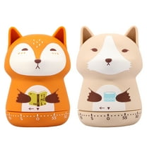 2 Pcs Mechanical Kitchen Timer Cute Animal Timer Practical Cooking Timer Portable Wind Up Timer Manual Countdown Timer for Study Cooking Reading Learning