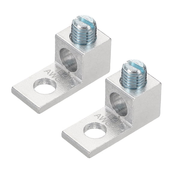 2 Pcs Mechanical Lug, 2 AWG TA-2 1B2U Aluminum Alloy Terminal Lug High Strength Terminal 600V 5/16-24 Screws Straight Studs for Breaker Panels Load Centers