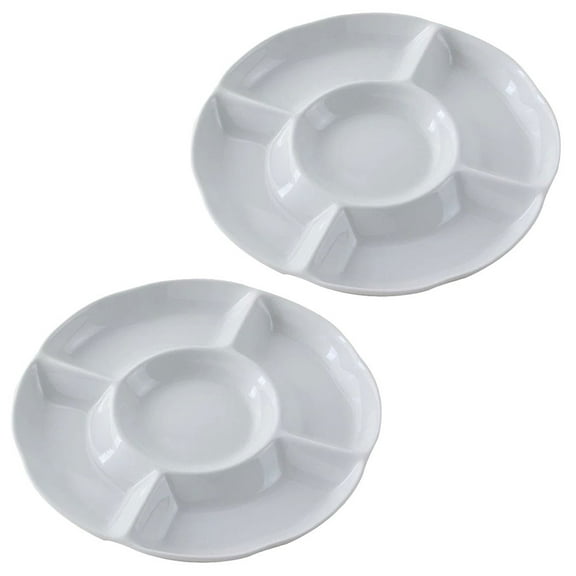 2 Pcs Melamine Divider Tray Serving Platter Nutcra The Co Worker Veggie Flatware White Trays Nuts Plate Multi-grid Food