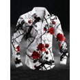 thumbnail image 1 of 2 Pcs Men's Slim fit Long Sleeve Shirt Graphic Floral Printed Beach Hawaiian Button-Down Dress Shirt Black 3XL, 1 of 6