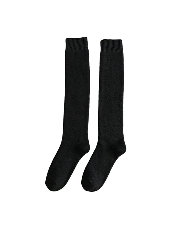 2 Pcs Mens Knee High Long Socks Thick Warm Size , Cotton Breathable Black
