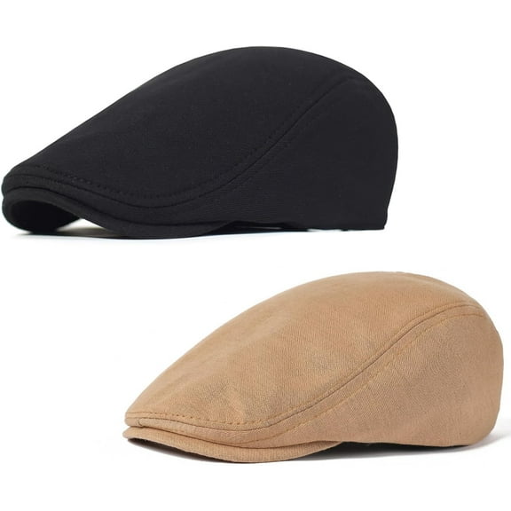 2 Pcs Mens Womens Newsboy Flat Cap Beret Hat Ivy Irish Gatsby Driving Cabbie Hat