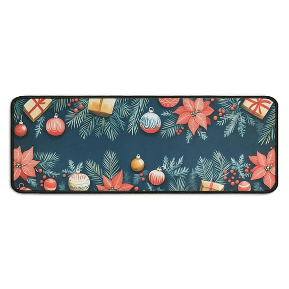 2 Pcs Merry Christmas Kitchen Rugs and Mats Set Farmhouse Holiday New Year Kitchen Floor Mat Anti Fatigue Kitchen Rugs and Matsfor Outdoor Bedroom (47x17+30x17 Inches)