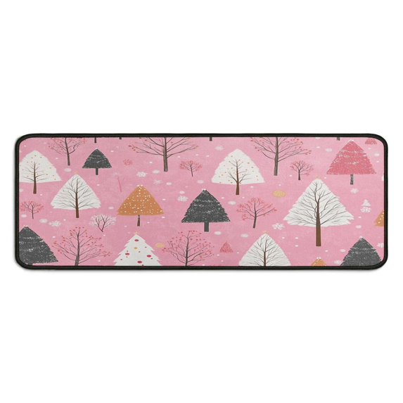 2 Pcs Merry Christmas Kitchen Rugs and Mats Set Gingerbread Man Winter Snowflake Kitchen Mats for Floor Non Skid Kitchen Rugs and Matsfor Outdoor Bedroom (47x17+30x17 Inches)