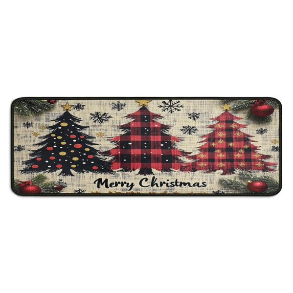 2 Pcs Merry Christmas Kitchen Rugs and Mats Set Gingerbread Man Winter Snowflake Kitchen Runner Anti Fatigue Kitchen Floor Matfor Cook Home Decor (47x17+30x17 Inches)