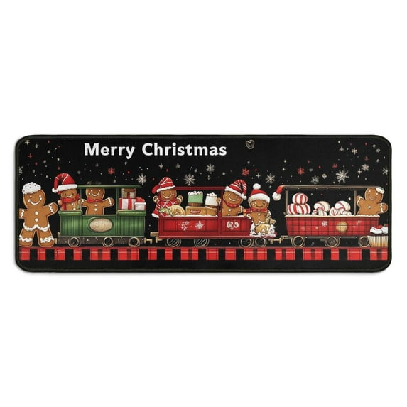 2 Pcs Merry Christmas Kitchen Rugs and Mats Set Merry Xmas Tree Branches Kitchen Mats for Floor Non Skid Rugs for Kitchen Floorfor Bath Cooking (47x17+30x17 Inches)