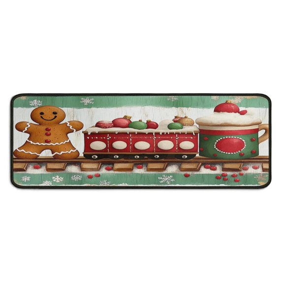 2 Pcs Merry Christmas Kitchen Rugs and Mats Set Welcome Christmas Snowflake Kitchen Runner Non Slip Kitchen Rugs and Matsfor Bath Cooking (47x17+30x17 Inches)