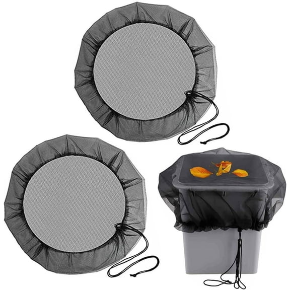 2 Pcs Mesh Cover for Rain Barrel with Drawstring,37in Water Collection Buckets Cover,Rain Collection Barrels Netting Screen to Keep Leaves and Debris Out,Barrels Mesh Cover for Garden Rain Butts