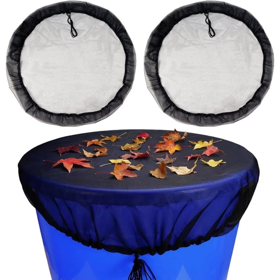 2 Pcs Mesh Cover for Rain Barrel, 38.5 Inch Black Rain Barrels Net Cover, Water Collection Bucket Screen Covers to Keep Leaves Debris Out
