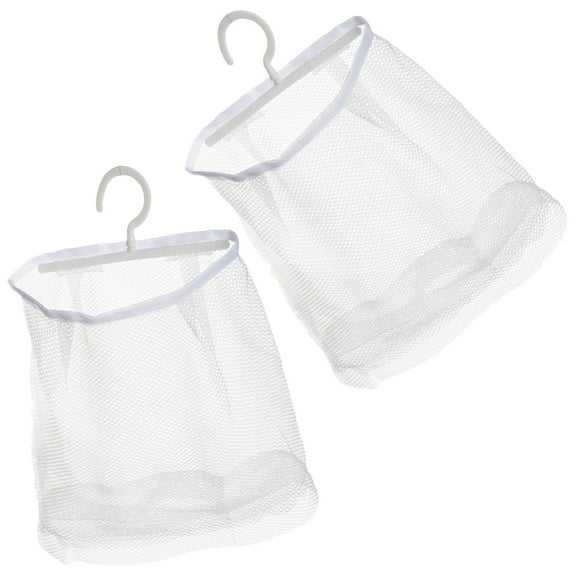 2 Pcs Mesh Hanging Bag Vegetable Pouch for Bra Socks Hook Coat Hangers Clothespin Laundry Net Travel