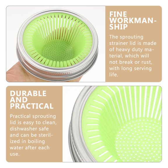 2 Pcs Mesh Strainer Filter Bean Sprouting Lids Jar Wide Mouth Cover Stainless Steel