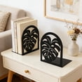 thumbnail image 1 of 2 Pcs Metal Bookends with Tree Pattern, L-Shaped Heavy-Duty Book Stoppers, Black Non-Slip Book Holders for Home Office Library Shelves, 1 of 6