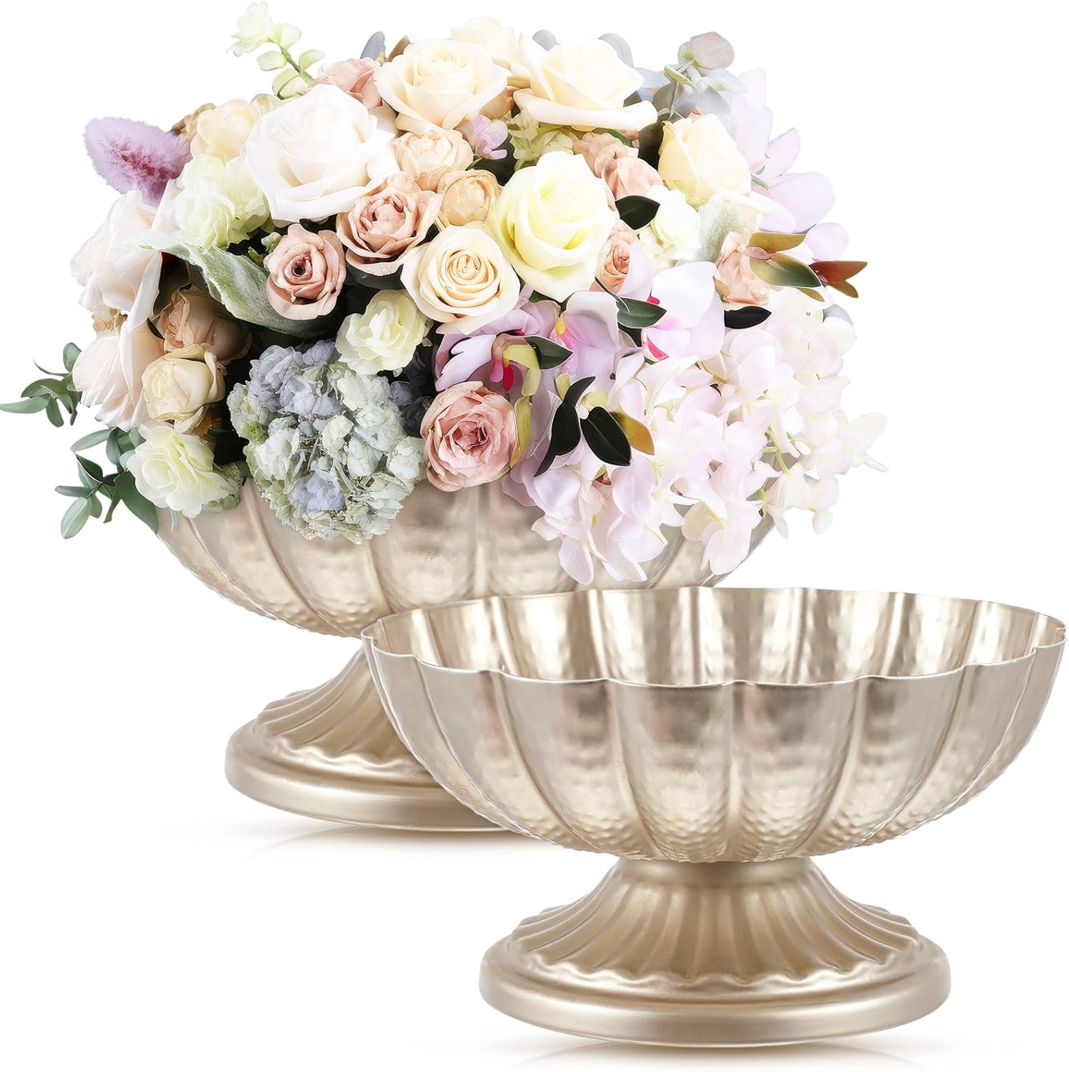 2 Pcs Metal Compote Bowl for Centerpiece Flower Holder 7 Inch Compote ...