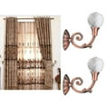thumbnail image 1 of 2 Pcs Metal Curtain Holdbacks - 2.4 x 3.1in, Vintage Style Crystal Wall Hooks for Window Drapes & Tie Back(Rose Gold), 1 of 6