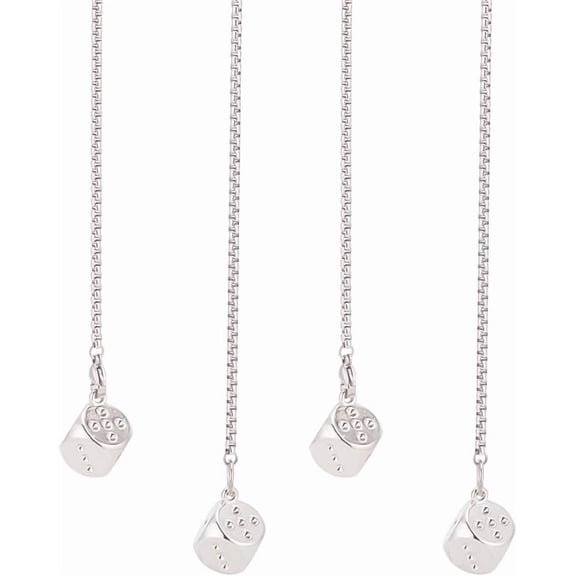 2 Pcs Metal Hanging Dice for Car Mirror Alloy Dice Pendant Platinum Metal Charms Decoration Rear View Mirror Accessories for DIY