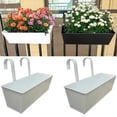 thumbnail image 1 of 2 Pcs Metal Hanging Flower Pots for Railing Fence Flower Planter Bucket Hooks Hanging Bucket Pots Window Plant Holder with Detachable Hooks for Outdoor Balcony Patio and Garden,16 inch,White, 1 of 7