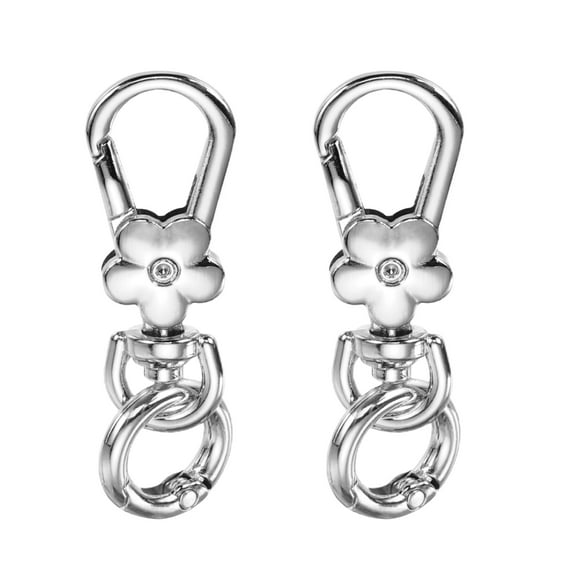 2 Pcs Metal Keychain Clip Swivel Lobster Claw Clasp Quick Release Key Ring Detachable Double Opening Snap Hooks for Jewelry Making Crafts Backpack Bag Lanyard, White
