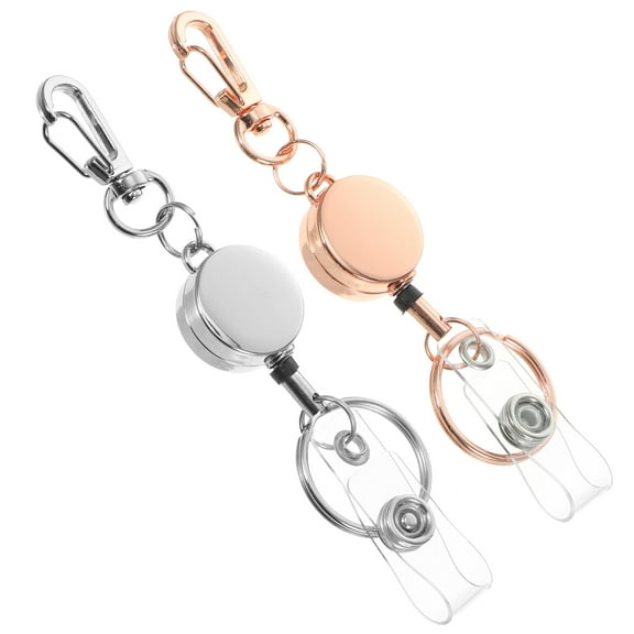 2 Pcs Metal Keychain Id Badge Holders Retractable Lanyard Keychains Rings Work Permit Carabiner Keyrings Nurse