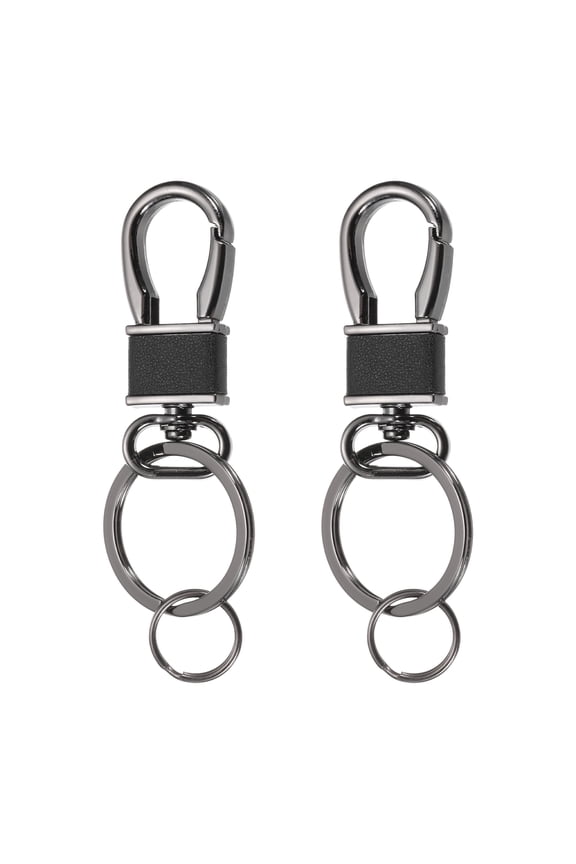 2 Pcs Metal Keychain Key Clip Hook, Key Ring Holder Organizer Swivel Clasp Keyring Leather Key Chain Clips Buckle for Car Accessories Bag Wallet, Black/Black