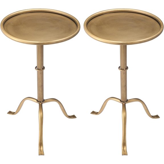 2 Pcs Metal Martini Table Bronze Small Round Drink Table12.5 x 12.5 x 27.75 Inches Pedestal Iron Side Tables for Small Spaces Bedroom Living Room