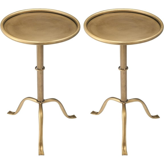 2 Pcs Metal Martini Table Pedestal Small Side Table 12.5 x 12.5 x 20.6 Inches for Living Room Bedroom (Bronze)