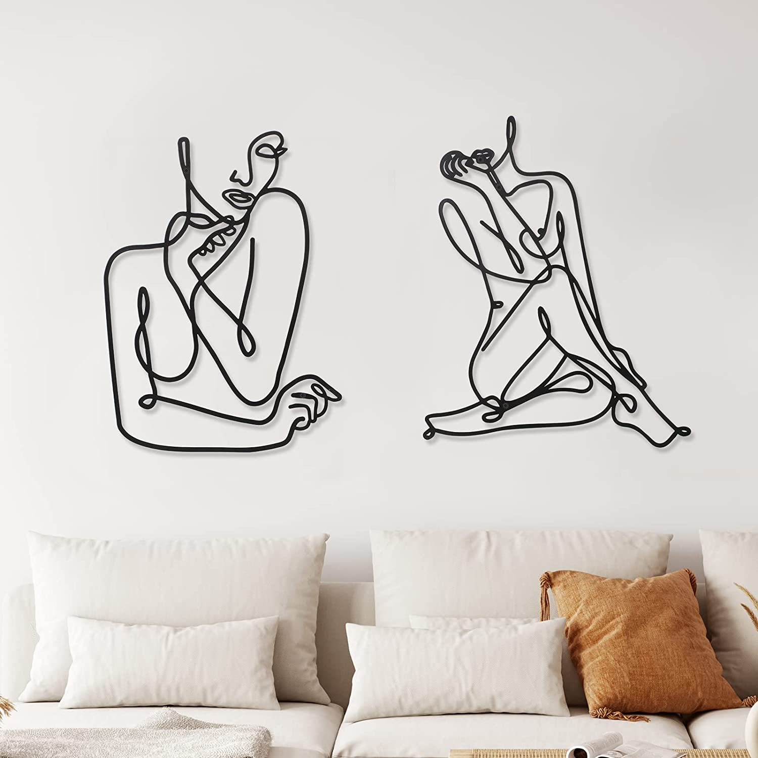 2 Pcs Metal Minimalist Wall Art Decor Abstract Woman Home Decor Room ...