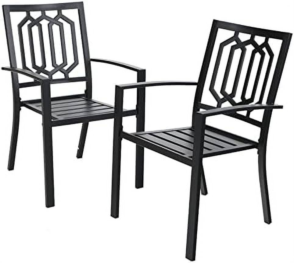 2 Pcs Metal Patio Dining Chairs, Set Of 2 Black Outdoor Dining Chairs